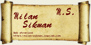Milan Šikman vizit kartica